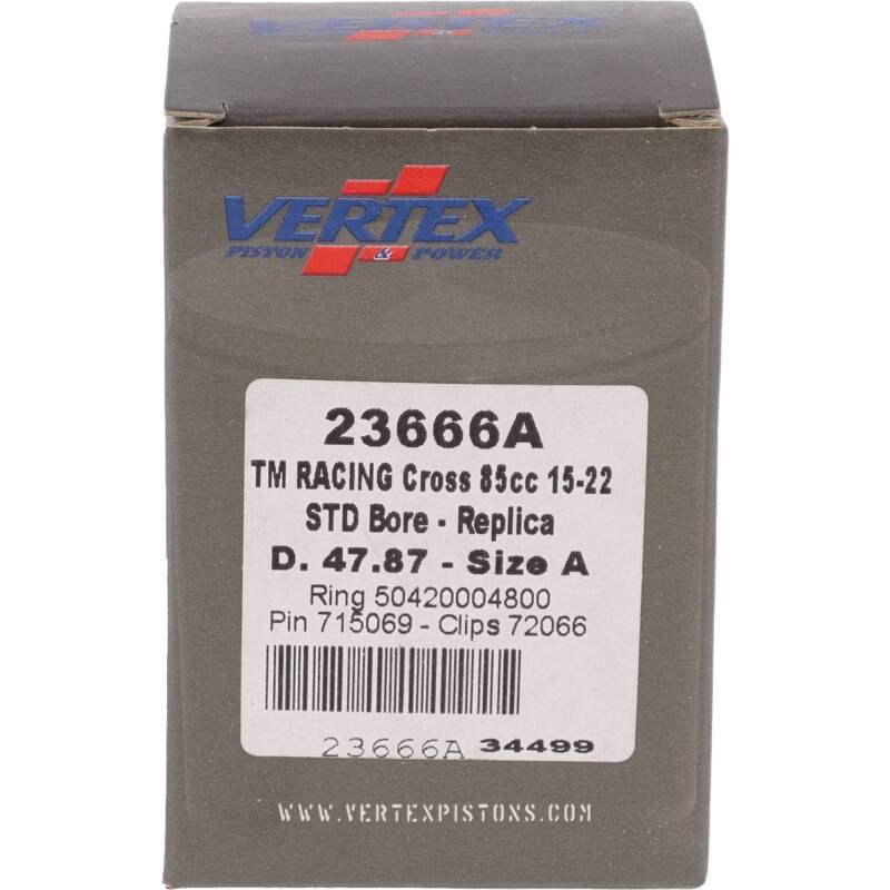Vertex Pistons Vertex Piston 08-14 TM MX 85 85cc Cast Replica Piston Kit