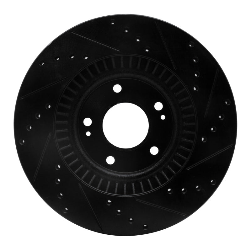 R1 Concepts R1 13-20 Hyundai Santa Fe Sport Front Left Drilled & Slotted Black Brake Rotor