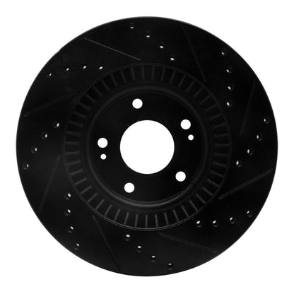 R1 Concepts R1 13-20 Hyundai Santa Fe Sport Front Left Drilled & Slotted Black Brake Rotor