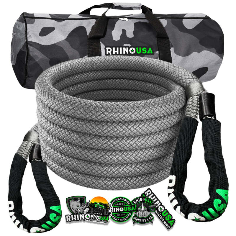 Rhino USA Kinetic Energy Recovery Rope (1In X 30Ft) Gray