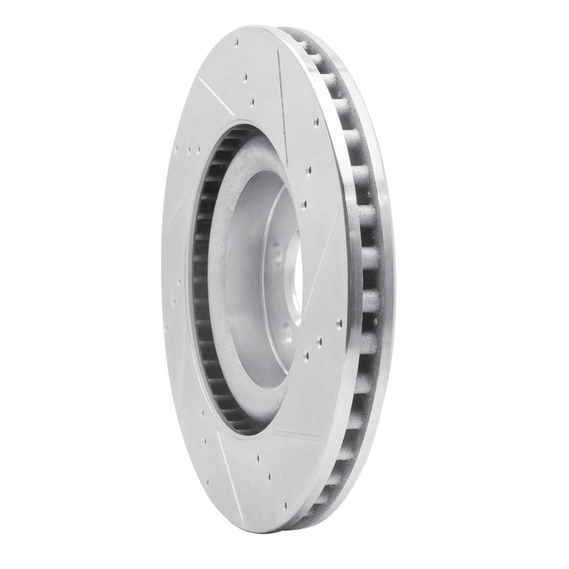 R1 Concepts R1 15-23 Ford Mustang Front Left Drilled & Slotted Silver Brake Rotor