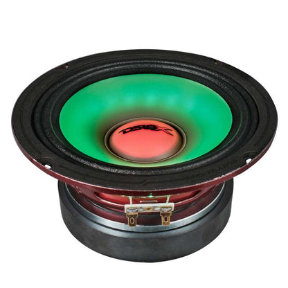 DS18 6.5in 250 Watts RMS 4ohm Mid Range Loudspeaker w/Translucent Dust Cap and Cone w/RGB LED Lights