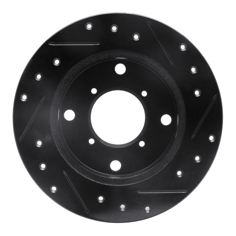 R1 Concepts R1 89-94 Suzuki Swift Rear Left Drilled & Slotted Black Brake Rotor
