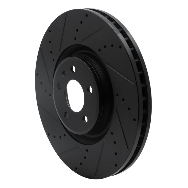 R1 Concepts R1 12-18 Audi A7 Quattro Front Left Drilled & Slotted Black Brake Rotor