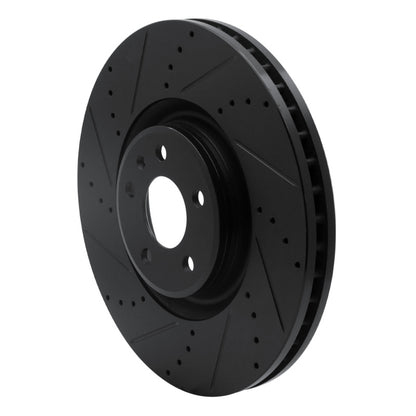 R1 Concepts R1 12-18 Audi A7 Quattro Front Left Drilled & Slotted Black Brake Rotor