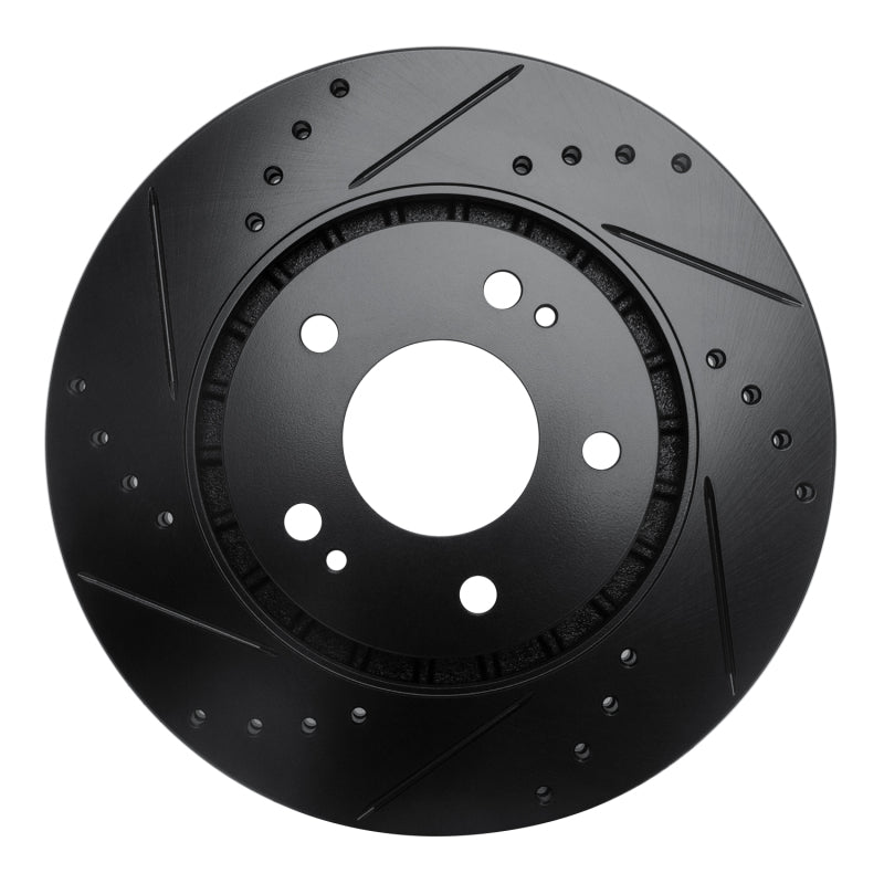 R1 Concepts R1 09-15 Mitsubishi Lancer Front Right Drilled & Slotted Black Brake Rotor