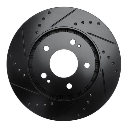 R1 Concepts R1 09-15 Mitsubishi Lancer Front Right Drilled & Slotted Black Brake Rotor