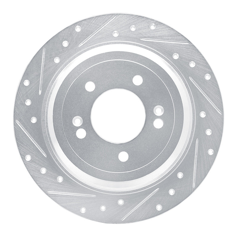 R1 Concepts R1 17-25 Hyundai Nexo Rear Left Drilled & Slotted Silver Brake Rotor