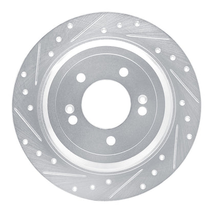 R1 Concepts R1 17-25 Hyundai Nexo Rear Left Drilled & Slotted Silver Brake Rotor