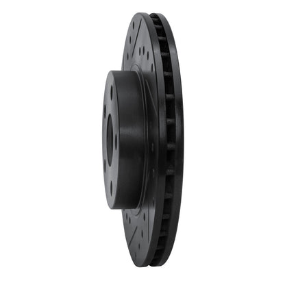 R1 Concepts R1 86-89 Toyota Celica Front Left Drilled & Slotted Black Brake Rotor