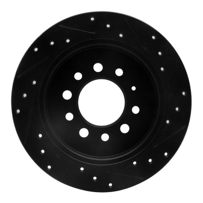 R1 Concepts R1 07-08 Hyundai Tiburon Rear Left Drilled & Slotted Black Brake Rotor