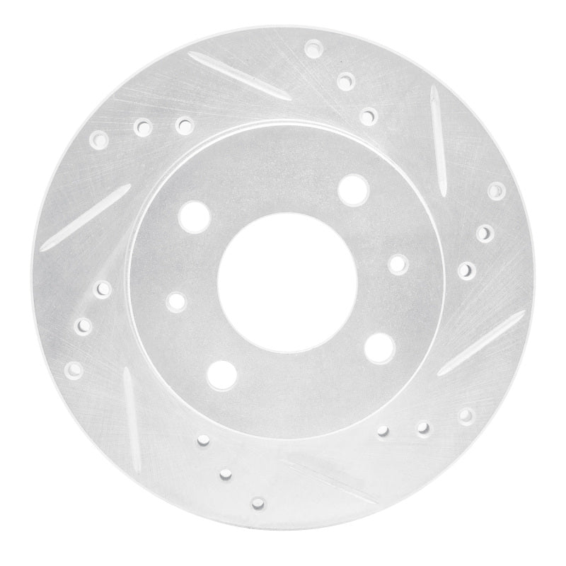 R1 Concepts R1 95-00 Nissan 200SX Front Right Drilled & Slotted Silver Brake Rotor