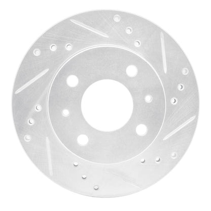 R1 Concepts R1 95-00 Nissan 200SX Front Right Drilled & Slotted Silver Brake Rotor