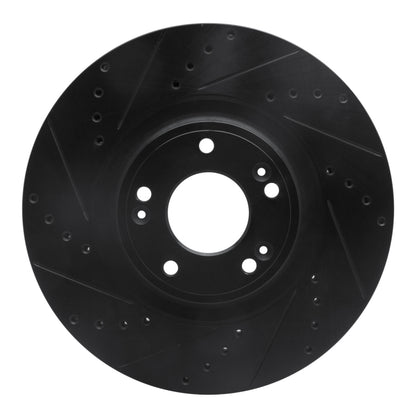 R1 Concepts R1 09-14 Hyundai Genesis Sedan Front Left Drilled & Slotted Black Brake Rotor