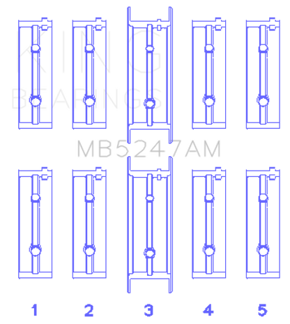 King Engine Bearings Opel 1.7D (Size +0.25mm) Main Bearing Set