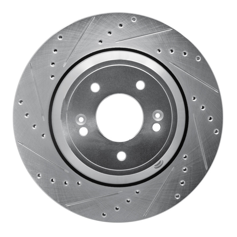 R1 Concepts R1 18-23 Genesis G80 Rear Left Drilled & Slotted Silver Brake Rotor