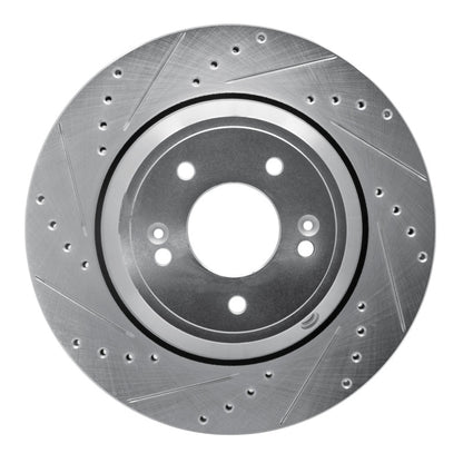 R1 Concepts R1 18-23 Genesis G80 Rear Left Drilled & Slotted Silver Brake Rotor