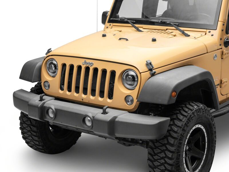Raxiom 07-08 Jeep Wrangler JK Hi Output LED Headlights/Angel Eye DRL- Black Housing- Clear Lens