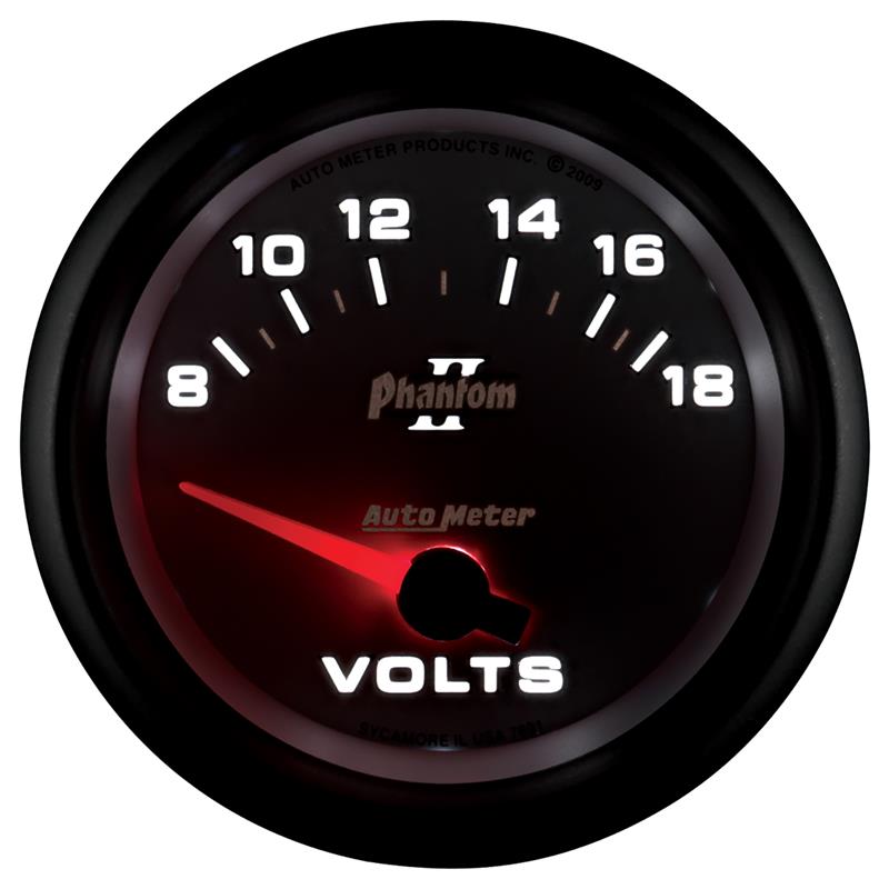 Autometer Phantom II 2-5/8in 18V Electric Voltmeter Gauge