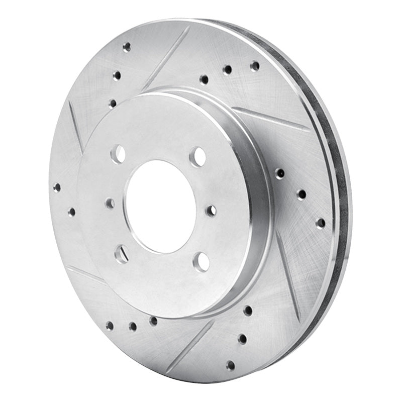 R1 Concepts R1 98-07 Mitsubishi Lancer Front Left Drilled & Slotted Silver Brake Rotor