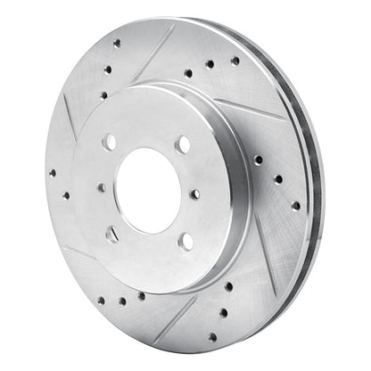 R1 Concepts R1 98-07 Mitsubishi Lancer Front Left Drilled & Slotted Silver Brake Rotor