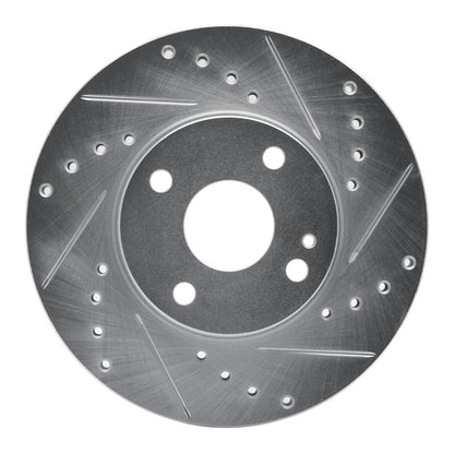 R1 Concepts R1 94-02 Mazda Miata Front Right Drilled & Slotted Silver Brake Rotor