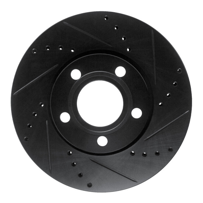 R1 Concepts R1 85-91 Audi 5000S Front Right Drilled & Slotted Black Brake Rotor