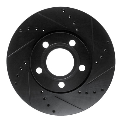 R1 Concepts R1 85-91 Audi 5000S Front Right Drilled & Slotted Black Brake Rotor