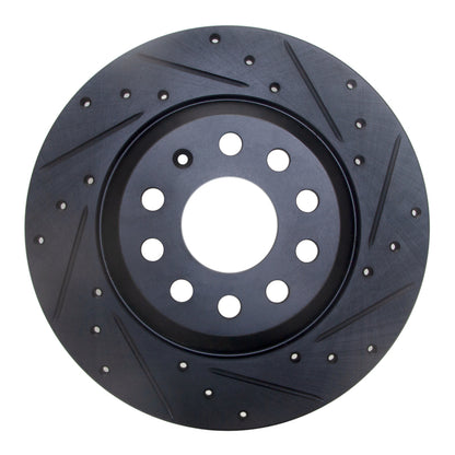 R1 Concepts R1 16-25 Audi Q3 Rear Right Drilled & Slotted Black Brake Rotor