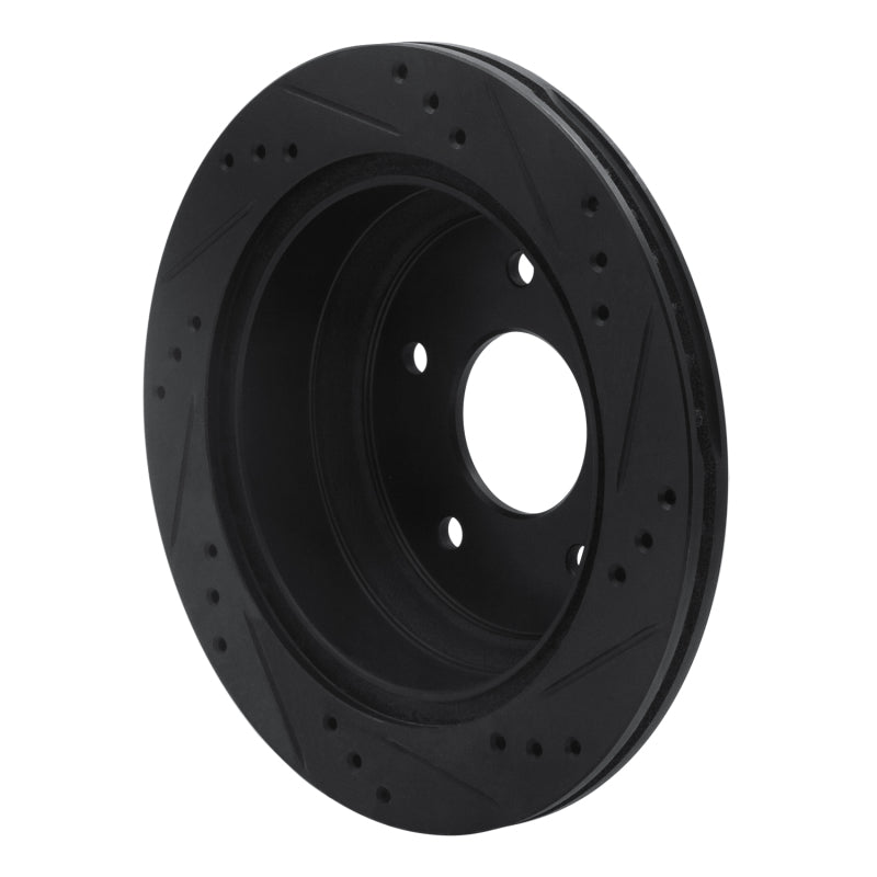 R1 Concepts R1 98-05 Chevrolet S10 Rear Left Drilled & Slotted Black Brake Rotor