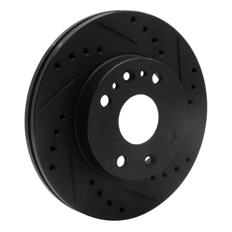 R1 Concepts R1 94-02 Ford ASPIRE Front Right Drilled & Slotted Black Brake Rotor