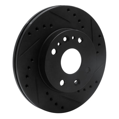 R1 Concepts R1 94-02 Ford ASPIRE Front Right Drilled & Slotted Black Brake Rotor