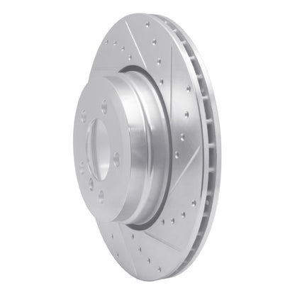 R1 Concepts R1 05-08 BMW 750LI Rear Right Drilled & Slotted Silver Brake Rotor