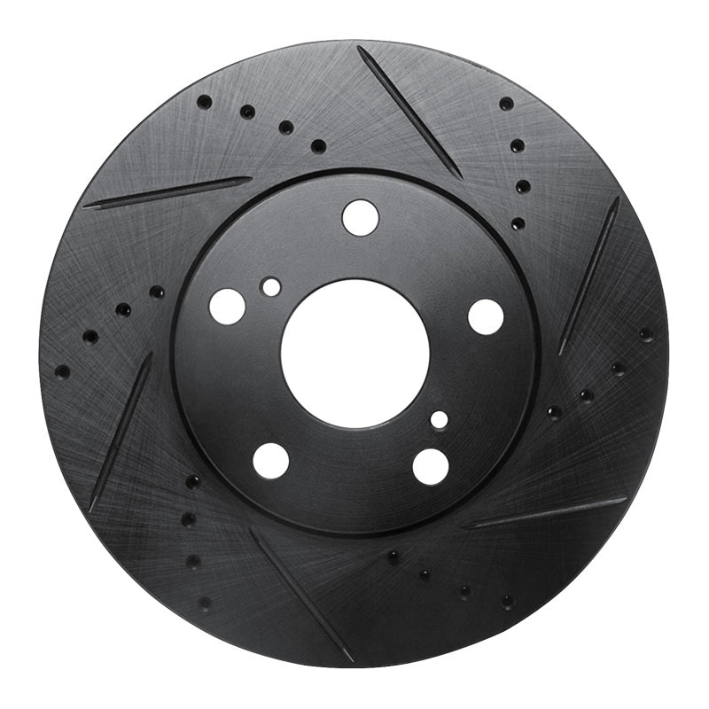 R1 Concepts R1 92-06 Lexus ES300 Front Right Drilled & Slotted Black Brake Rotor