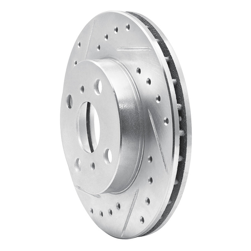 R1 Concepts R1 86-89 Toyota Celica Front Left Drilled & Slotted Silver Brake Rotor