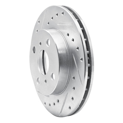 R1 Concepts R1 86-89 Toyota Celica Front Left Drilled & Slotted Silver Brake Rotor