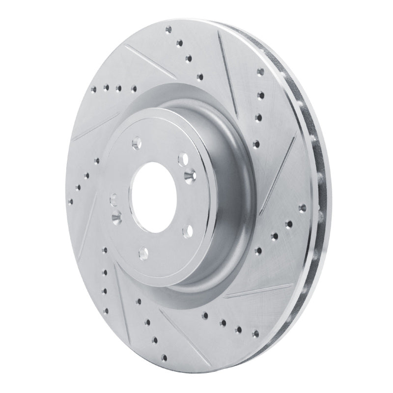 R1 Concepts R1 18-22 Genesis G70 Front Right Drilled & Slotted Silver Brake Rotor