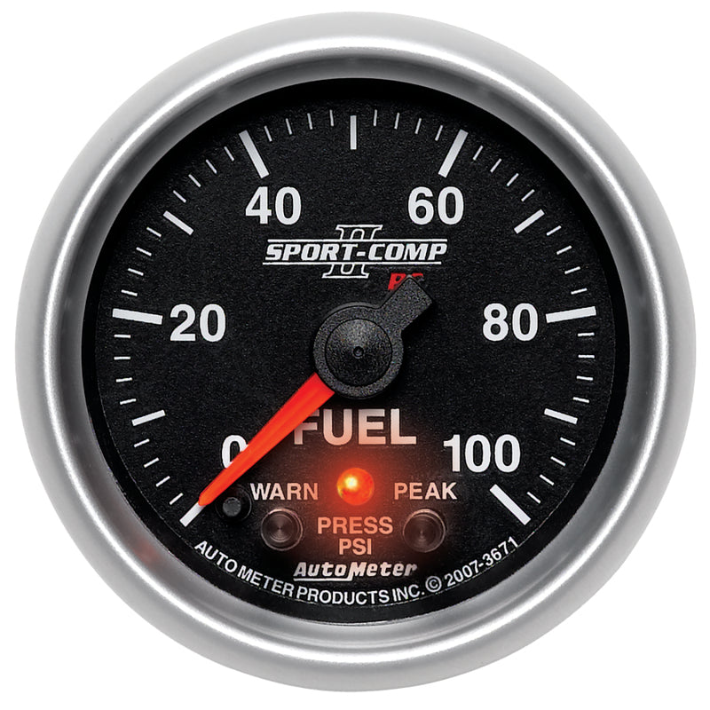 Autometer Sport-Comp II 52mm 0-100 PSI Fuel Pressure Gauge