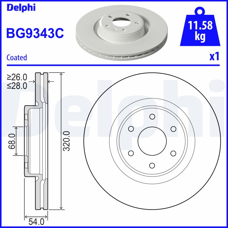 DELPHI BG9343C Brake Disc