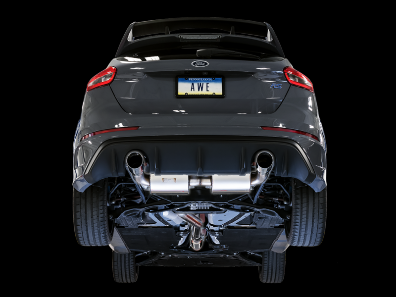 AWE Tuning Ford Focus RS Touring Edition Cat-Back Exhaust - Resonated - Diamond Black Tips