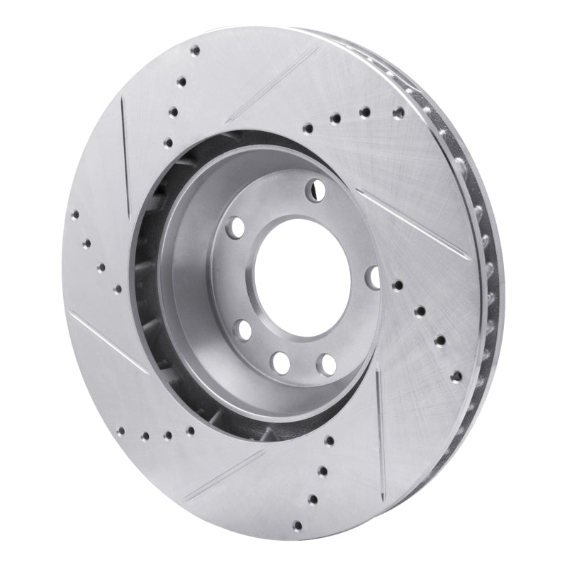 R1 Concepts R1 03-15 Audi Q7 Left Front Drilled & Slotted Silver Brake Rotor