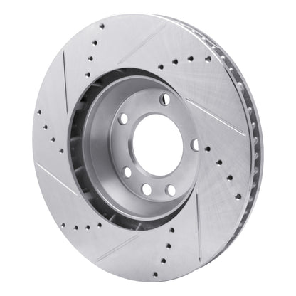 R1 Concepts R1 03-15 Audi Q7 Left Front Drilled & Slotted Silver Brake Rotor