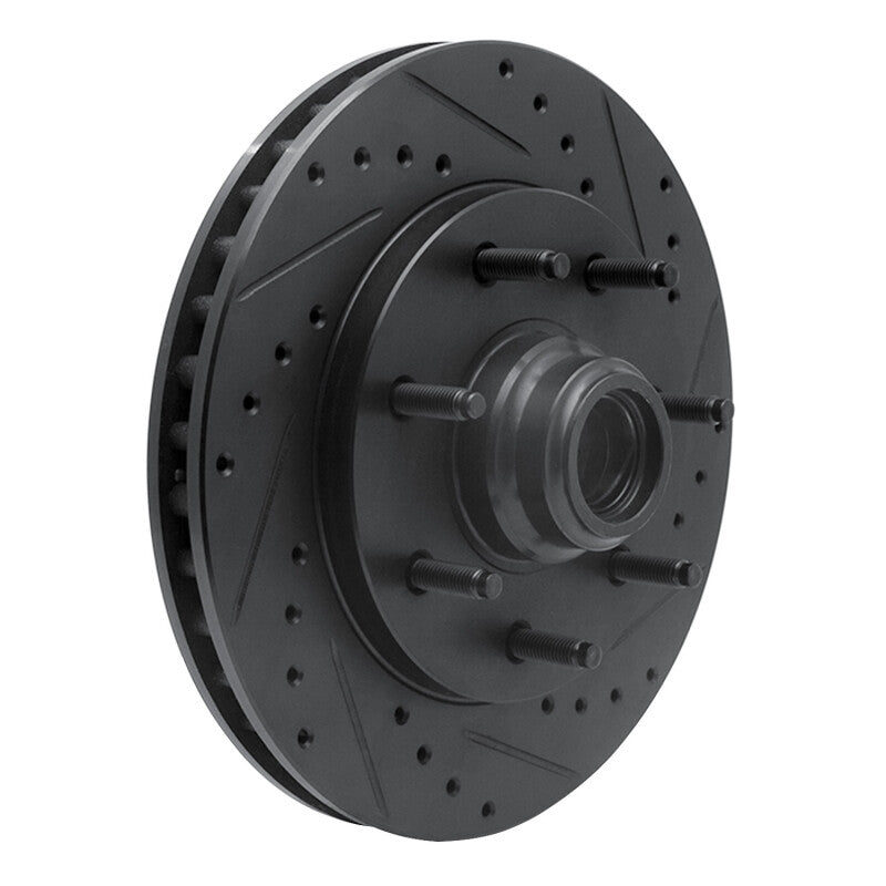 R1 Concepts R1 97-04 Ford F-150 RWD Front Right Drilled & Slotted Black Brake Rotor