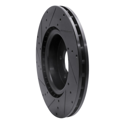 R1 Concepts R1 06-17 Land Rover Discovery (Latin America) Front Right Drilled & Slotted Black Brake Rotor