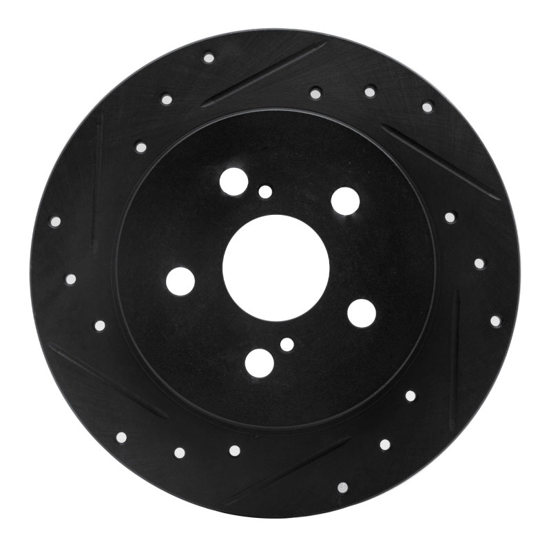 R1 Concepts R1 09-24 Lexus CT200H Rear Left Drilled & Slotted Black Brake Rotor