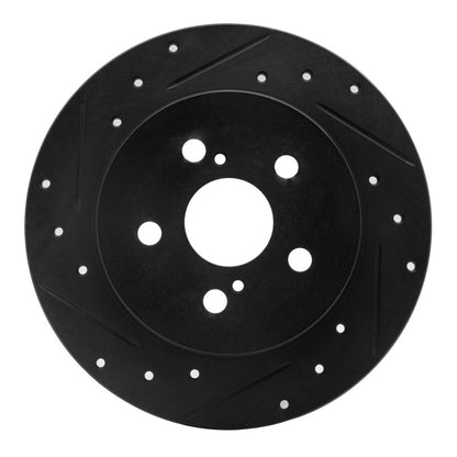 R1 Concepts R1 09-24 Lexus CT200H Rear Left Drilled & Slotted Black Brake Rotor