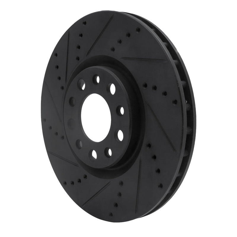 R1 Concepts R1 2013-2023 Chrysler 200 Front Left Drilled & Slotted Black Brake Rotor