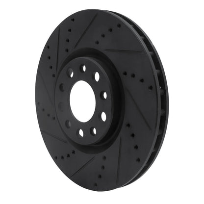 R1 Concepts R1 2013-2023 Chrysler 200 Front Left Drilled & Slotted Black Brake Rotor