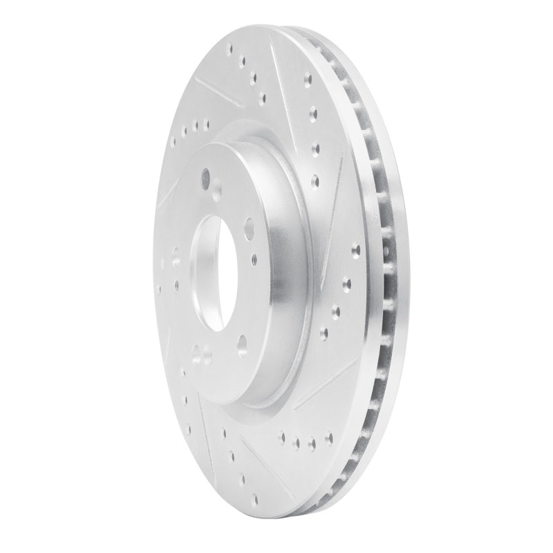 R1 Concepts R1 04-12 Mitsubishi Eclipse Front Right Drilled & Slotted Silver Brake Rotor