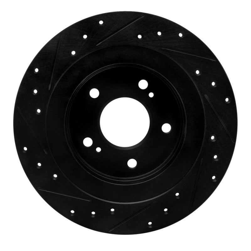 R1 Concepts R1 1984-1988 Nissan 200SX Rear Right Drilled & Slotted Black Brake Rotor